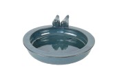 Esschert Design Bain d'oiseaux en céramique rond pétrole