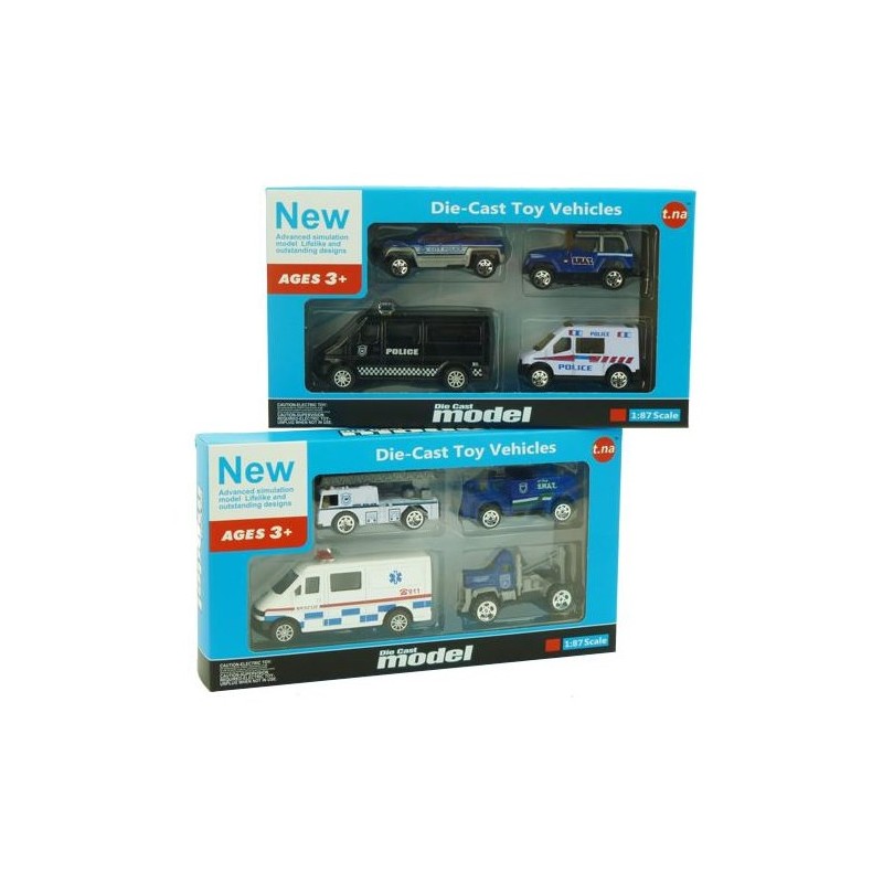 Véhicules de police 1:87 4 pcs sous blister 2 versions différentes