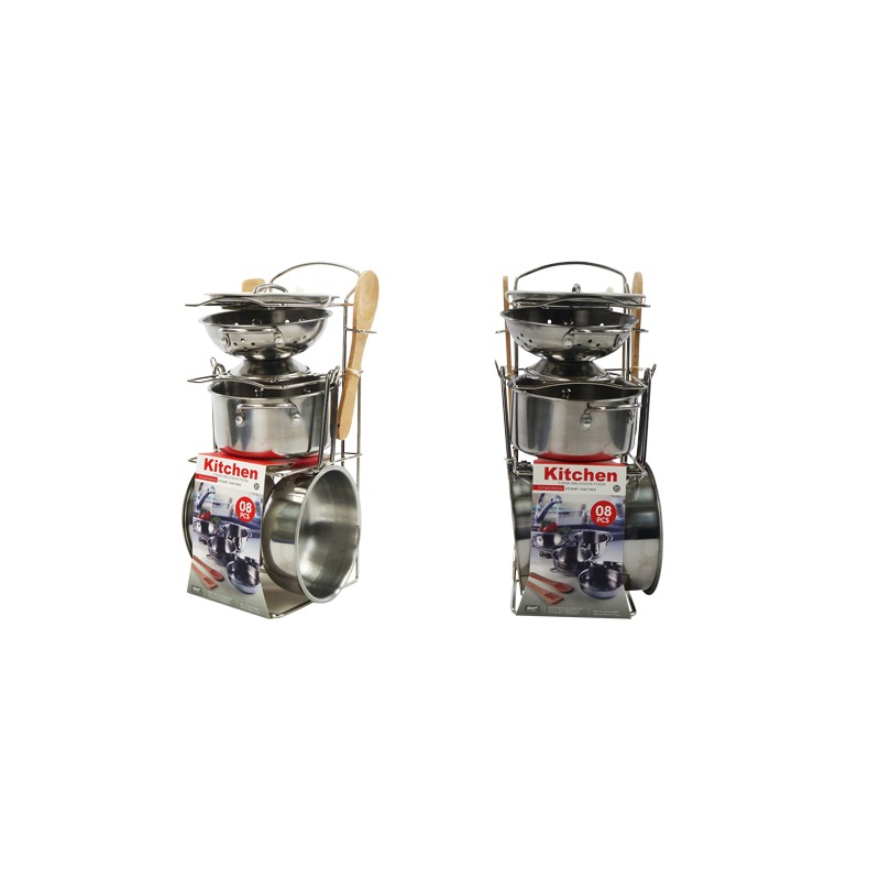 Pannenspeelset RVS in standaard met accessoires