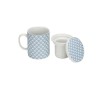 Cosy&Trendy Mug à thé en porcelaine avec filtre + couvercle Ø8x10,5cm déco bleu