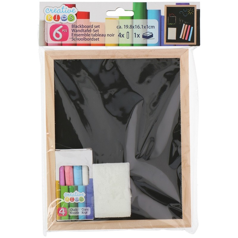 Tableau noir avec craies et gomme 20x16cm