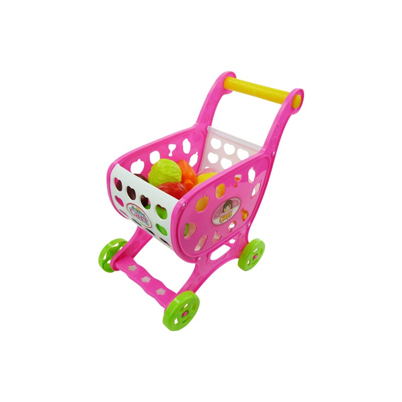 Boodschappenwagentje met 12 soorten boodschappen. roze of blauw