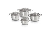 Berlingerhaus set de poêles avec couvercle en verre acier inoxydable 4 pièces 16+18+20+24 cm Silver Jewellery Collection