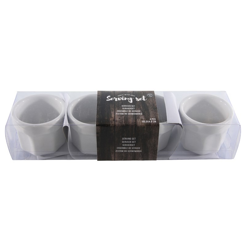 Serveerset met 4 porseleinen schaaltjes Ø5,5x4,6cm