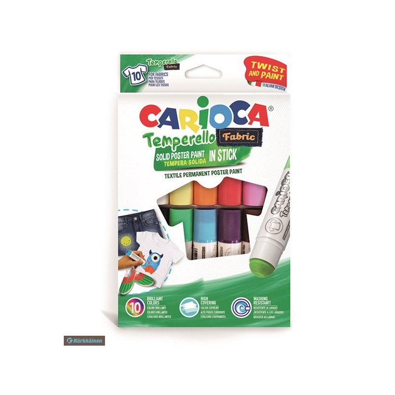 Carioca Temperello 10 bâtons de peinture pour tissu