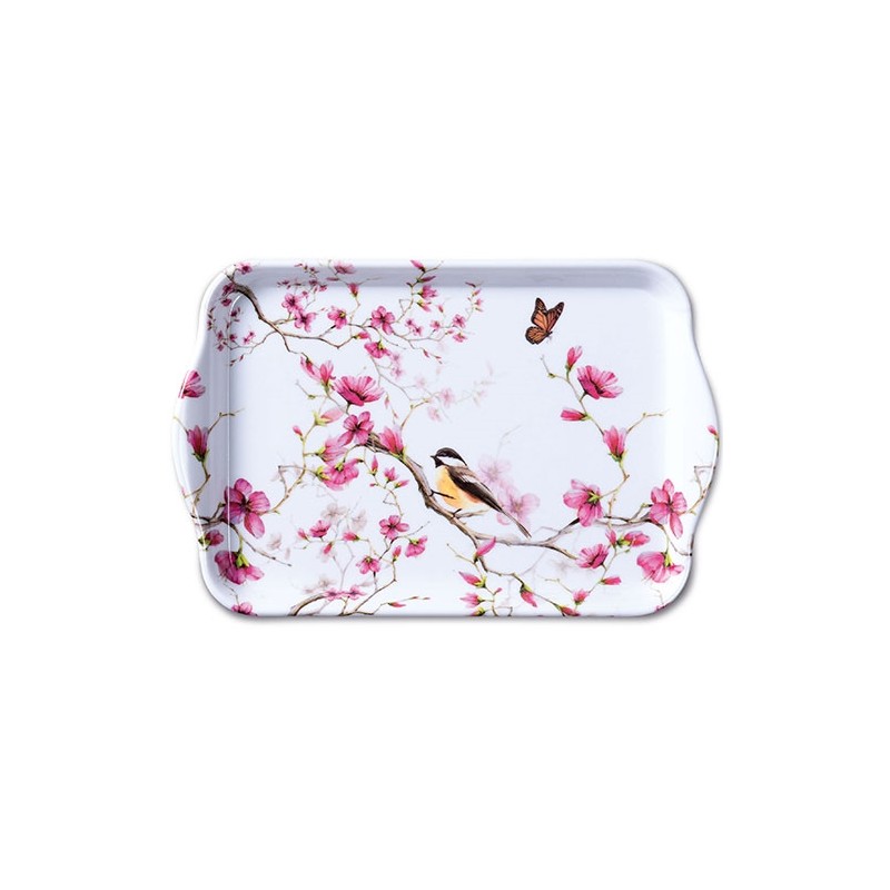 Plateau Ambiente Oiseau & Fleur Mélamine 13x21cm