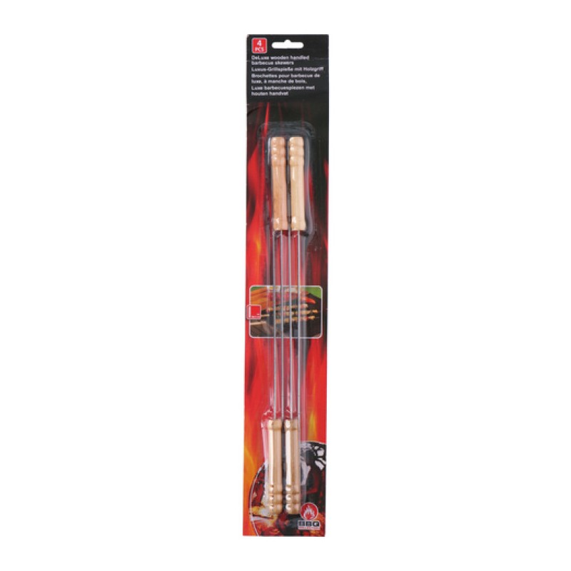 Brochette de barbecue avec manche en bois 38,5 cm lot de 4 pièces