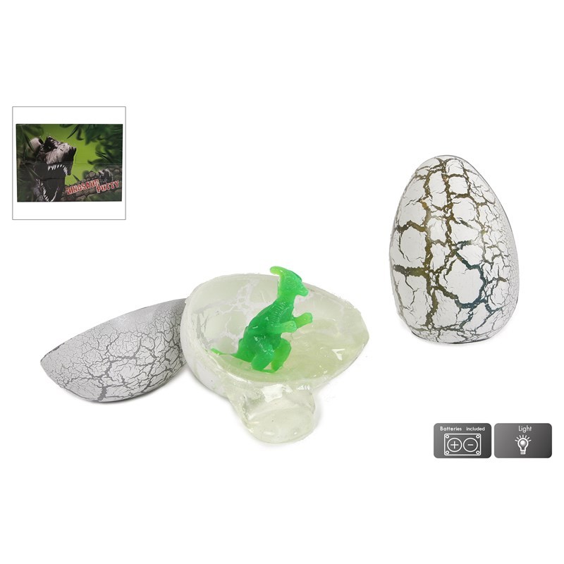 Oeuf en mastic avec dinosaure et lumière 9cm