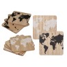 Sous-verres carte du monde en bois lot de 4 pièces 9,5x9,5cm