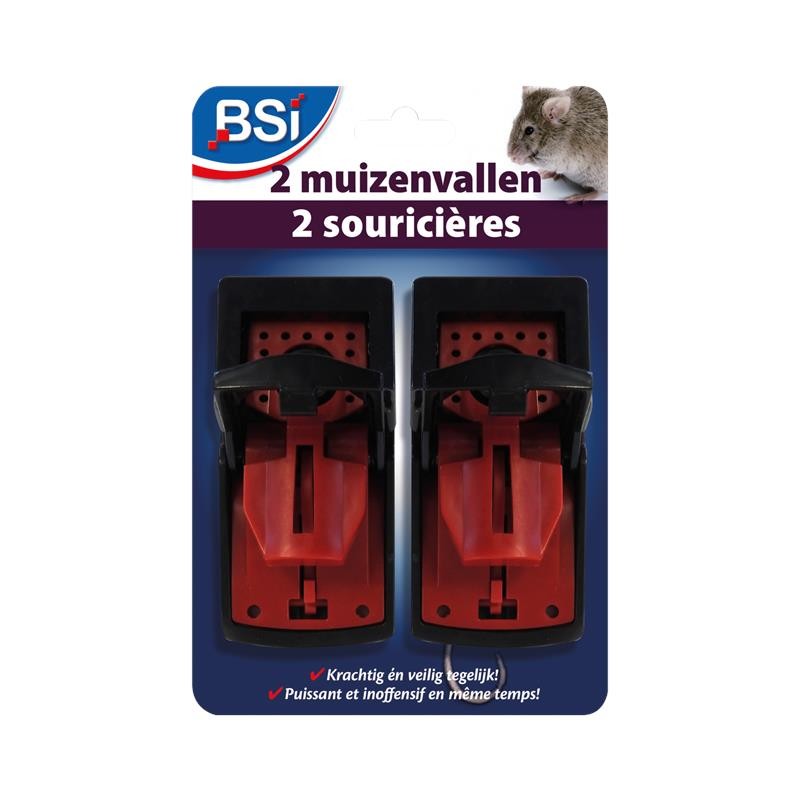Pièges à souris en plastique BSI 2 pièces sur carte