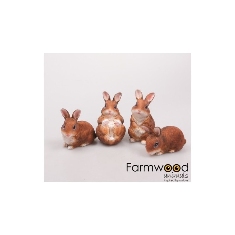 Farmwood Animals Statues de jardin Lapins en polystone 10x6x11 cm ensemble de 4 pièces