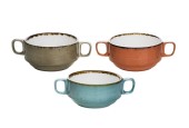 Bol à soupe Brisbane Ø10xh5,3cm avec poignées en bleu, gris ou orange