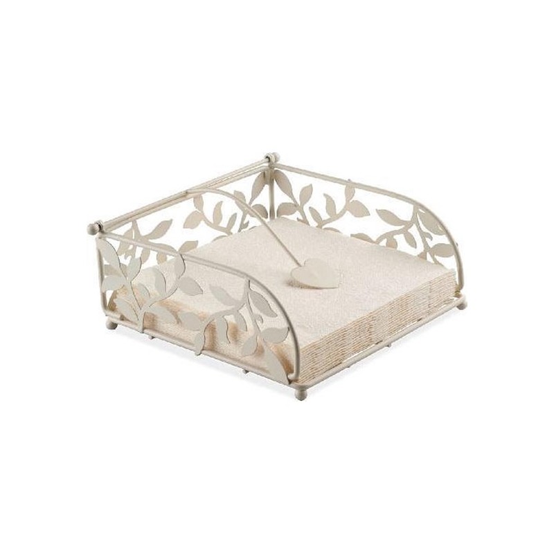 Ambiente Servettenhouder Creme Metaal Met Takjesmotief 18x18x6cm Voor Servetten