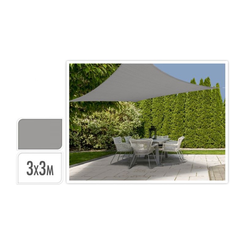 Toile d'ombrage carré 3x3m gris