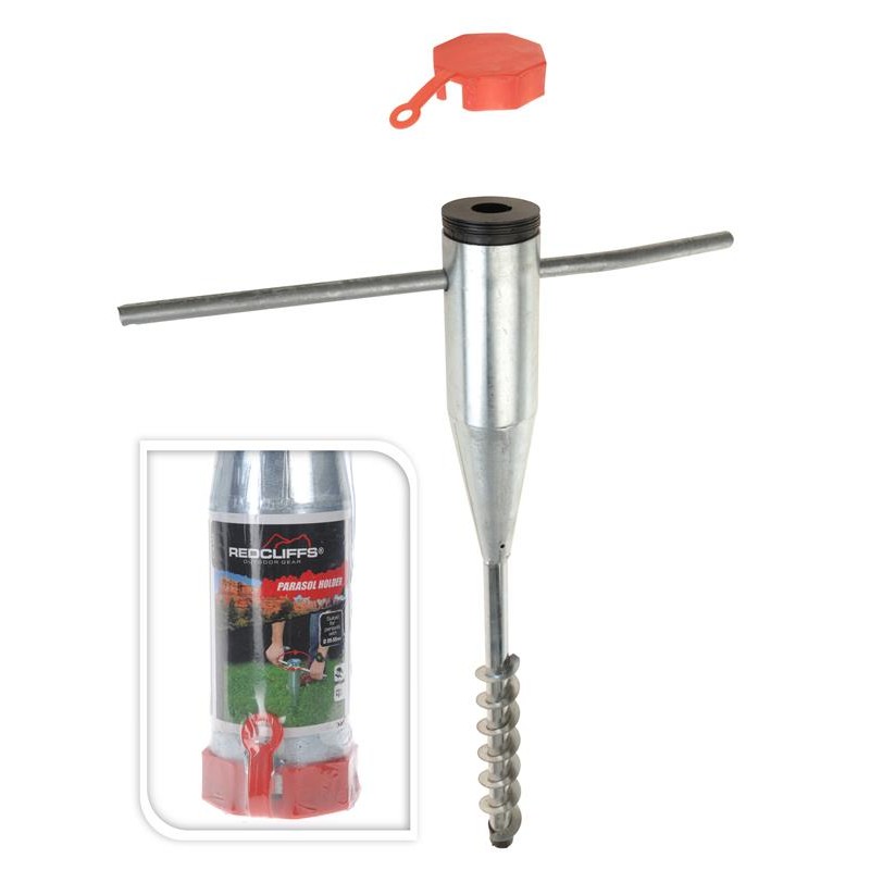 Parasolhouder grondboor metaal geschikt voor parasols met steel dia.25 tot 55mm