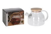 Excellent Houseware Theepot Borosilcaat Glas Met Bamboo Deksel En Teezeef 1