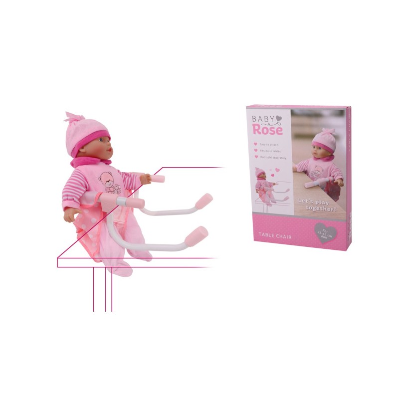 Chaise de table John Toy Baby Rose (convient aux poupées de 35 à 45 cm)