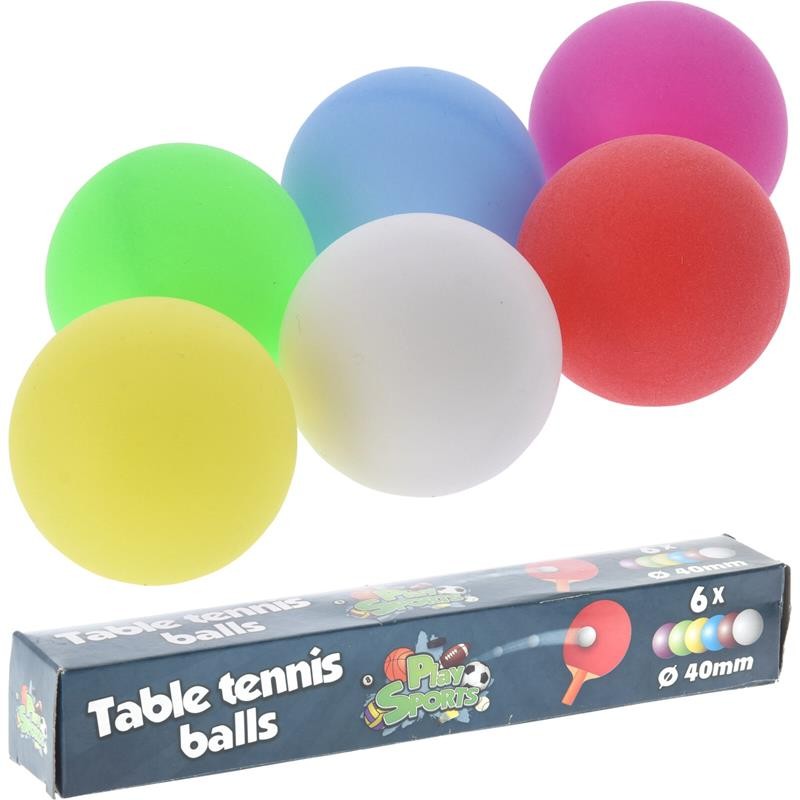 Balles de tennis de table colorées boîte de 6 pièces