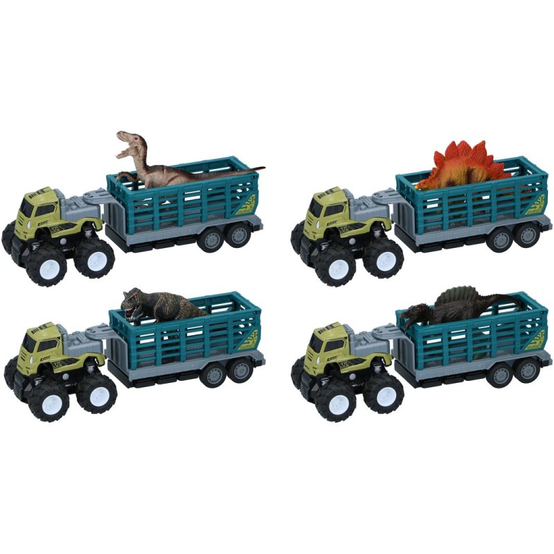Camion avec remorque et dinosaure 26x9x9cm
