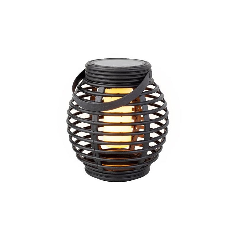 Lumineo  LED Solar lantaarn Ø14.5-H16cm kunststof vlam effect