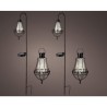 Set de lanternes solaires LED L11,5-L14,5-H84cm 2 lanternes à prise et 2 lanternes suspendues métal noir H19,5 cm