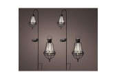 LED Solarlantaarn set L11.5-W14.5-H84cm 2 steek lantaarns en 2 hang lantaarns metaal zwart H19,5 cm