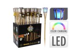 Torche de jardin bambou LED citronnelle changeant de couleur H70cm