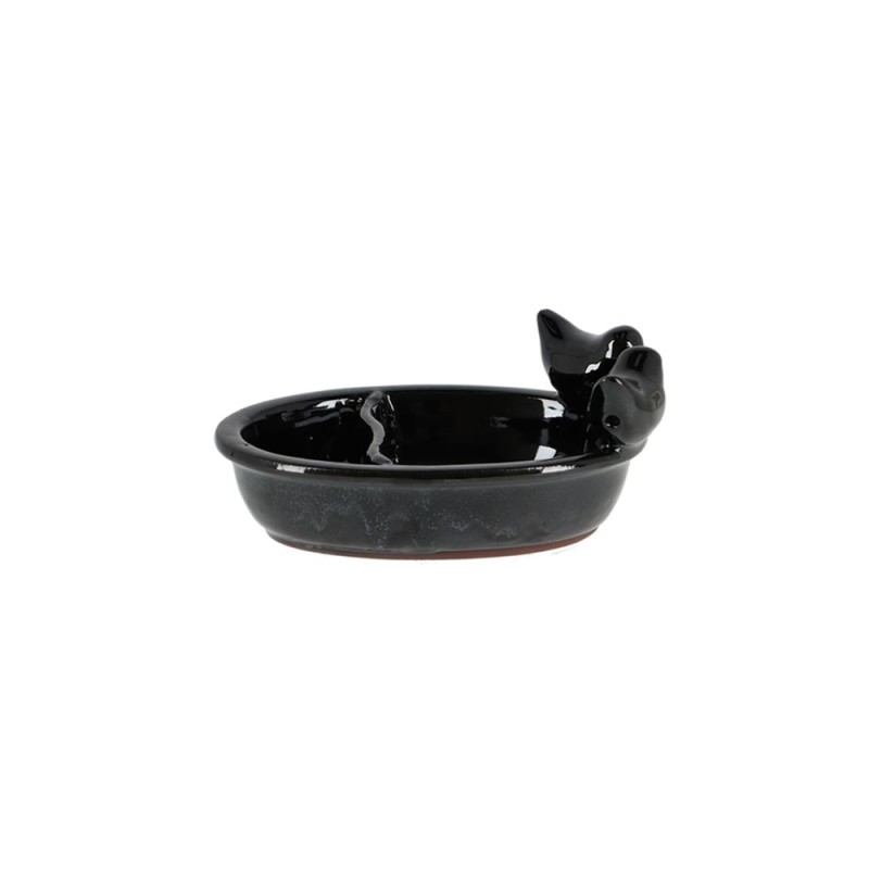 Esschert Design Mangeoire/abreuvoir céramique noir 15,7x21xh9cm