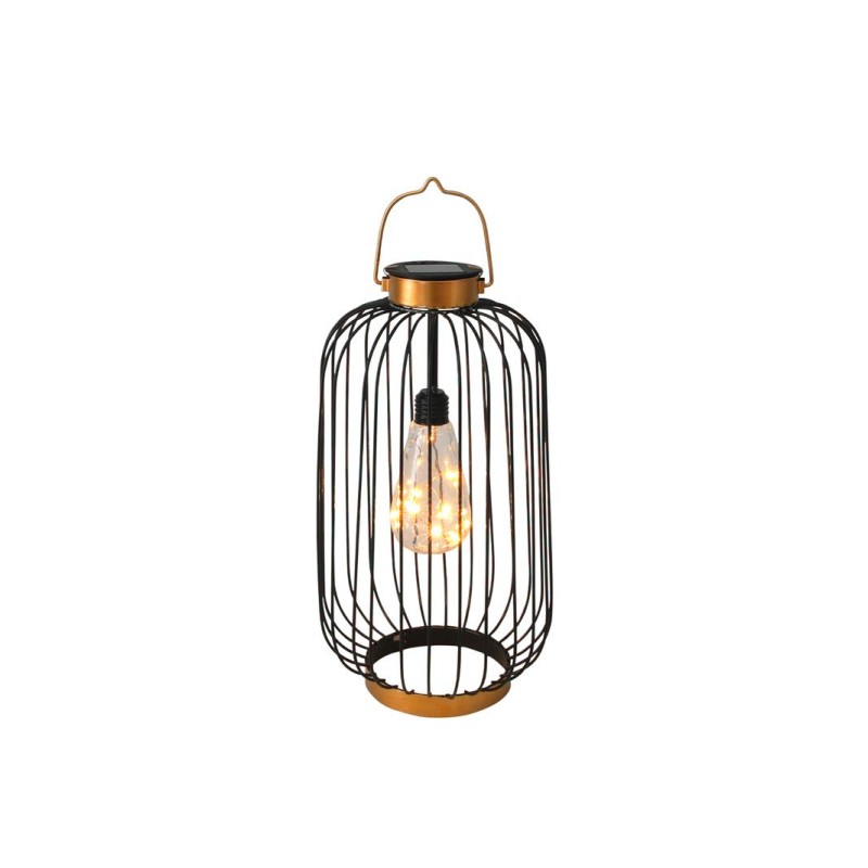 Lantaarn solar draad gloeilamp warm wit Ø18,8x40,6cm zwart gemaakt van staal