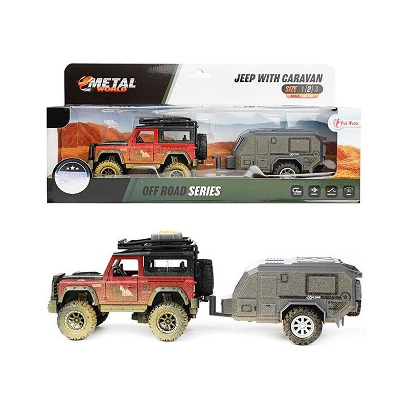 Toi Toys Jeep Pull Back Met Caravan 30cm