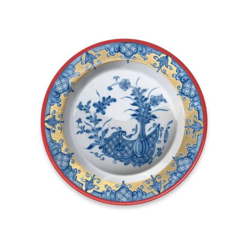 Assiette métal bleu Delft en show box Ø26cm
