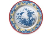 Assiette métal bleu Delft en show box Ø26cm
