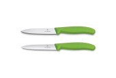 VictorinoxCouteau à légumes lisse + dentelé vert 2 pièces sur carte