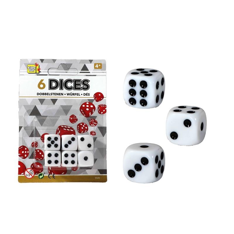 Dés 6 pièces sur carte Ø1,5cm
