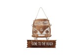 Accroche-porte bus parti à la plage bois 31x19cm