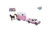 Kids Globe Mitsubishi avec remorque à chevaux moulé sous pression rose 27cm