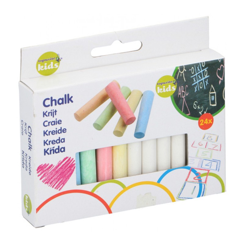Krijt geschikt voor de stoep en schoolbord doosje a 24 stuks 8x1x1cm