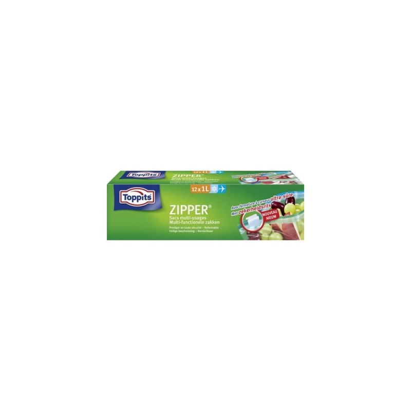 Toppits Zipper Multi-fuctionele zakken 1 liter,  doos a 12 zakken