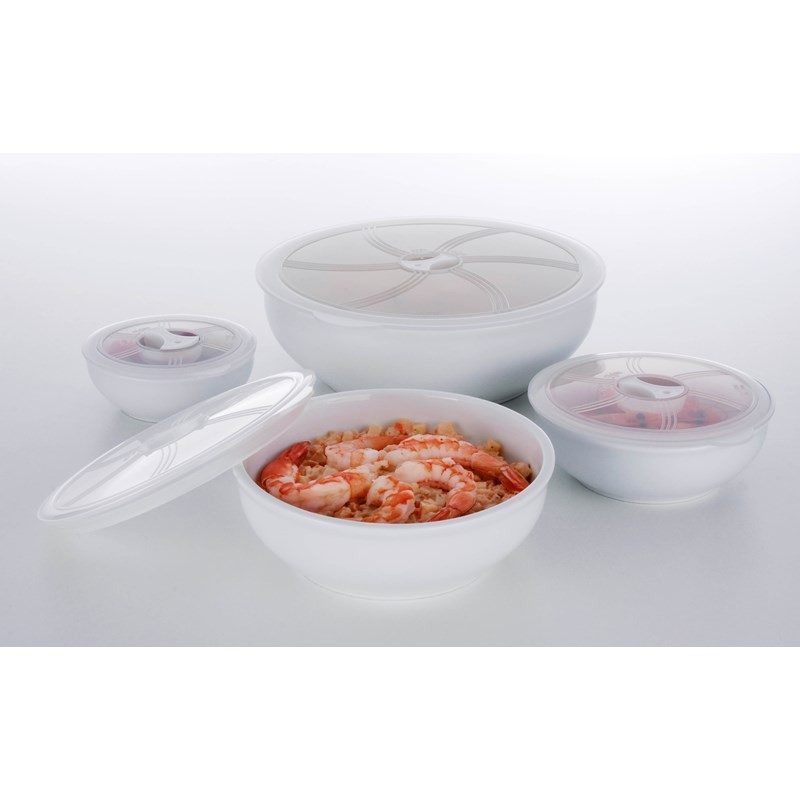 Set de bols frais en porcelaine avec couvercle pour micro-ondes, 4 pièces