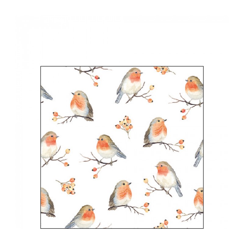 Serviettes Ambiente Famille Robin 33x33cm