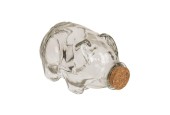 Voorraadpot-spaarpot Varken Glas Met Kurk 14x8cm
