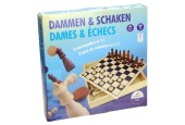 Jeu de dames et d'échecs dans une boîte en bois 30x30x5cm