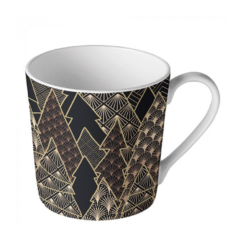 Ambiente Mok 0.3L Luxury Trees zwart -goud Ø 9 - h 9 cm
