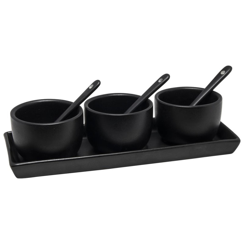 Service à sauce 7 pièces en porcelaine noir mat