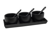 Service à sauce 7 pièces en porcelaine noir mat