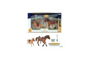 HORSES PRO Ensemble de chevaux -2 pièces avec accessoires-y compris mangeoire
