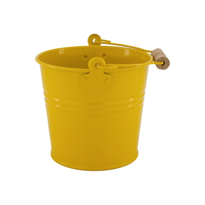 Dijk Natural Collections Seau métal avec poignée métal/bois Ø17x14cm ocre