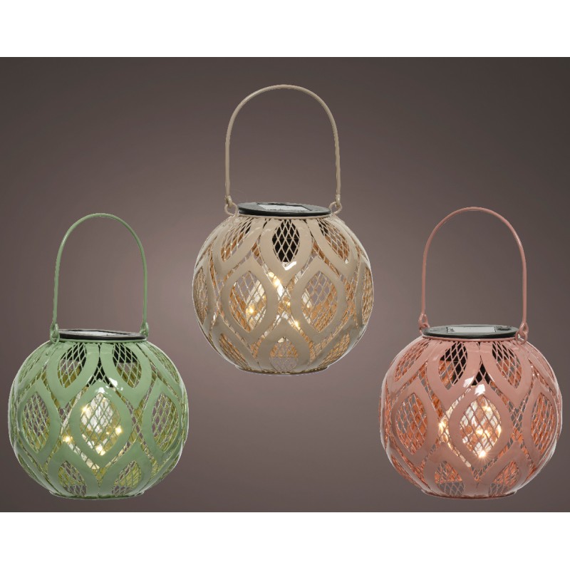 Lumineo Solar lantaarn dia13.5-H12.5cm- verkrijgbaar in lichtgroen, roze of taupe