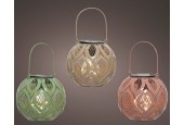 Lumineo Solar lantaarn dia13.5-H12.5cm- verkrijgbaar in lichtgroen, roze of taupe