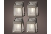 Lumineo Solar wandlamp kunststof grijs- set a 4 stuks-  L6.5-W9.5-H13cm- verpakt in kleurendoos